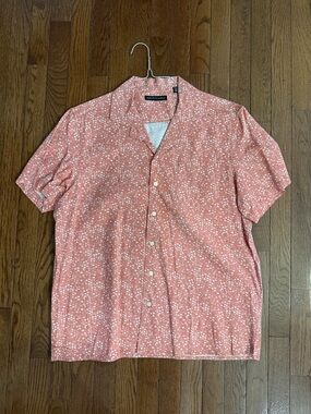 Saks Fifth Avenue Pink Floral Short-Sleeve Button-Down Shirt